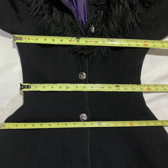 Vtg Y2K Lip Service Wicked Winter Faux Fur Goth Victorian Steampunk Tail Coat - Picture 9 of 9